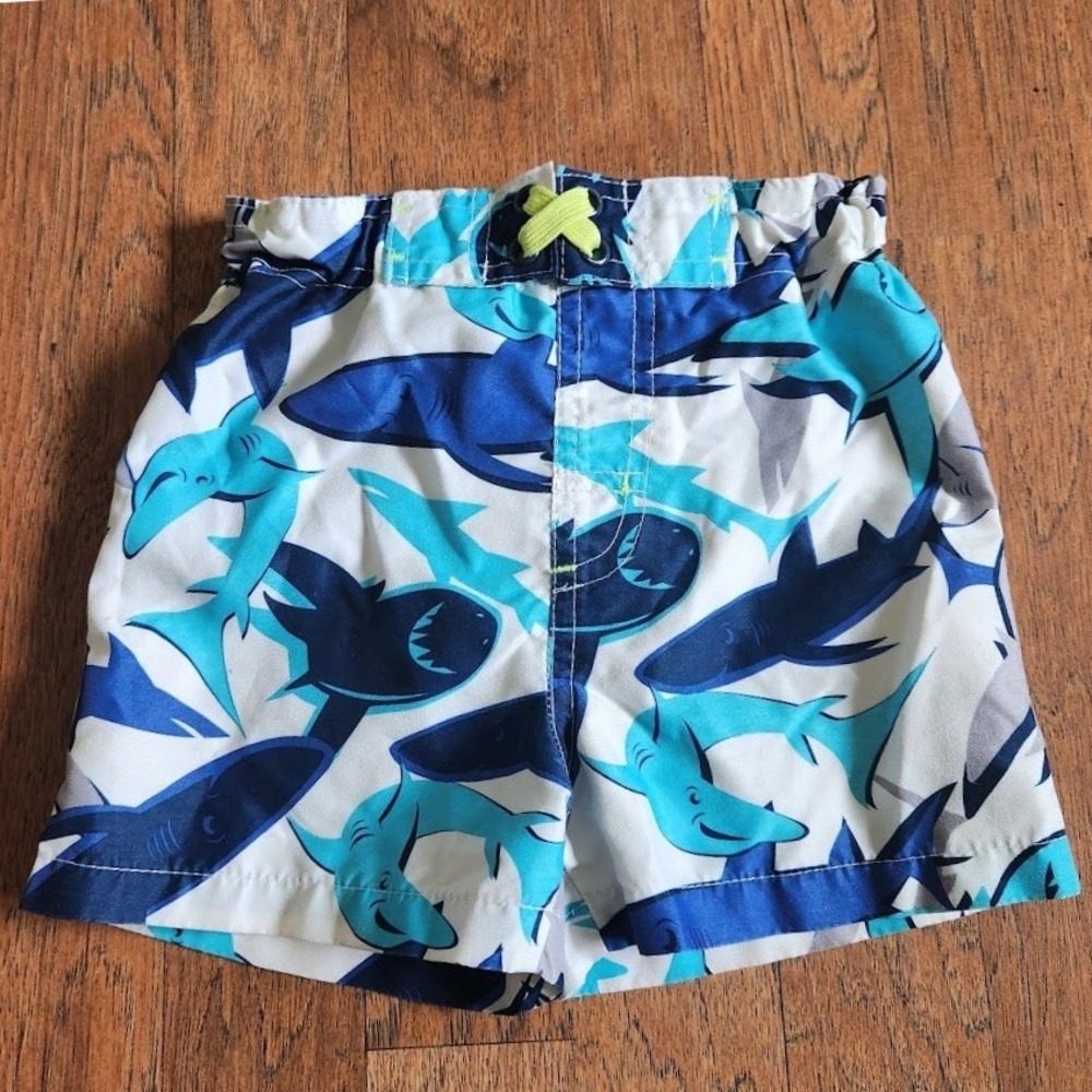Mick Mack Ltd Baby Boys Blue Shark Print Swim Trunks Mesh Lined 18‎ Months 503